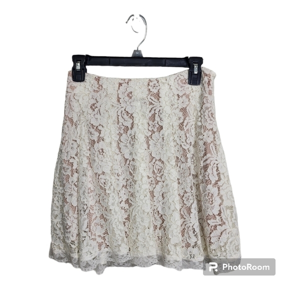Gianni Bini Lace Pleated Cream Boho Skirt Size M - Picture 1 of 11
